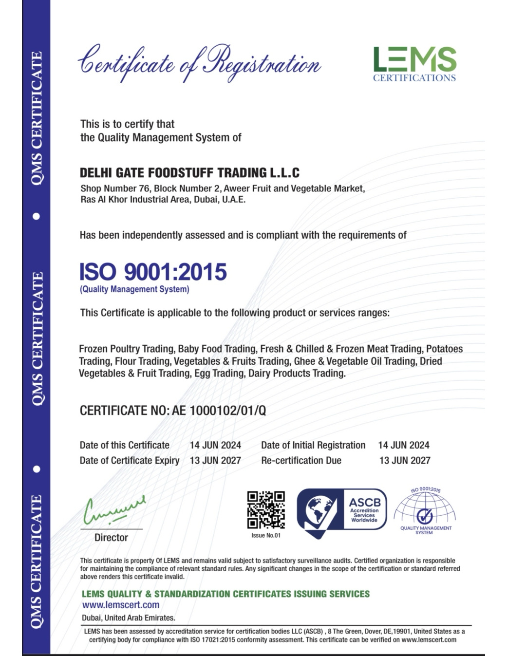 Delhi Gate ISO 9001 certificate